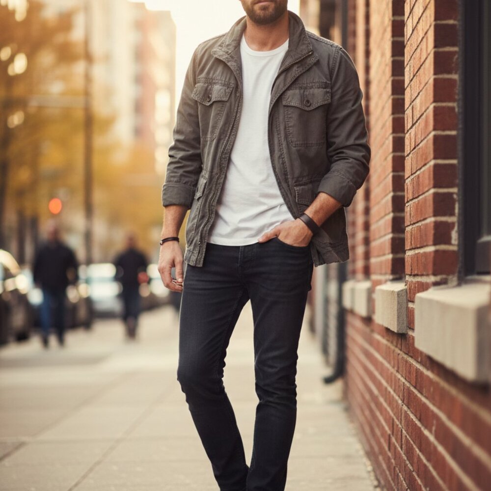 Gap Men’s Military Field Jacket - Charcoal Grey (Small)